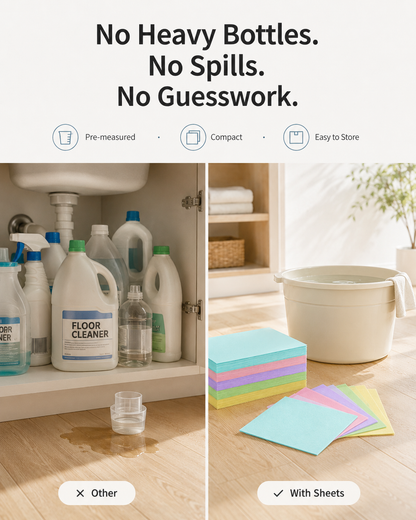 A compact, pre-measured floor cleaning sheet for busy family homes