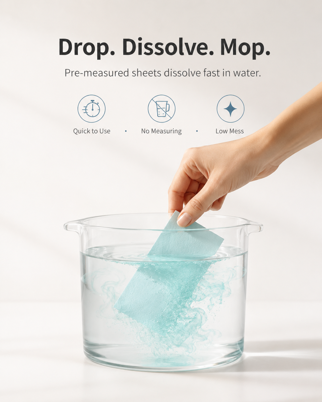 A compact, pre-measured floor cleaning sheet for busy family homes