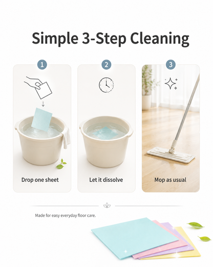 A compact, pre-measured floor cleaning sheet for busy family homes