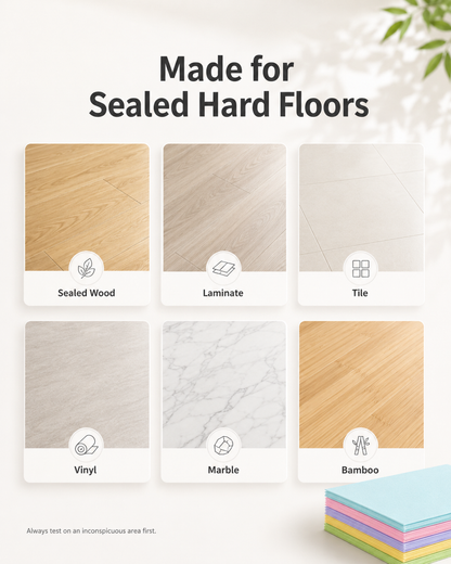 A compact, pre-measured floor cleaning sheet for busy family homes