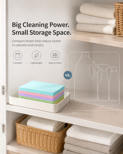 A compact, pre-measured floor cleaning sheet for busy family homes
