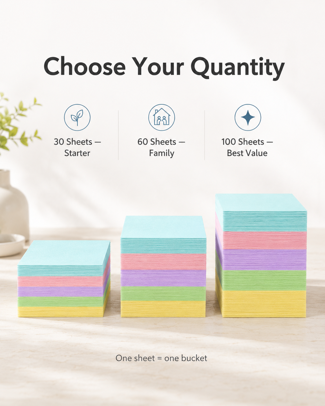A compact, pre-measured floor cleaning sheet for busy family homes