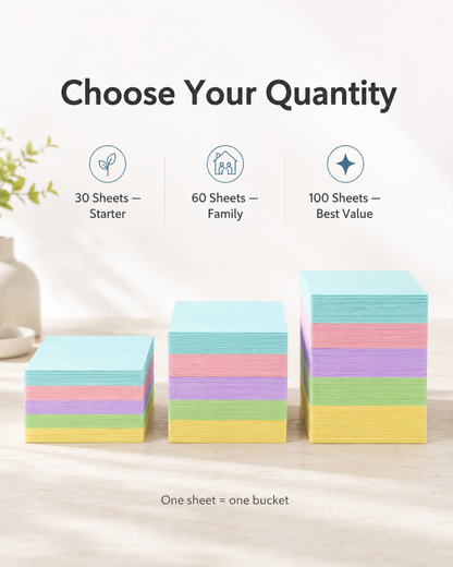 A compact, pre-measured floor cleaning sheet for busy family homes